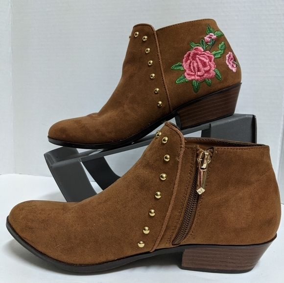 Sam Edelman floral rose embroidered ankle boots - Picture 2 of 6